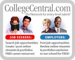 Graphic from College Central.com showing Job seekers and Employers can both utilize this site