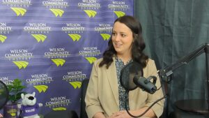 Jill Murphy in the podcast studio