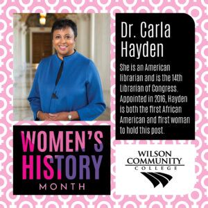 Dr. Carla Hayden - American librarian and the 14th Librarian of Congress. Appointed 2016, Hayden is both the first African American and first woman to hold this post.